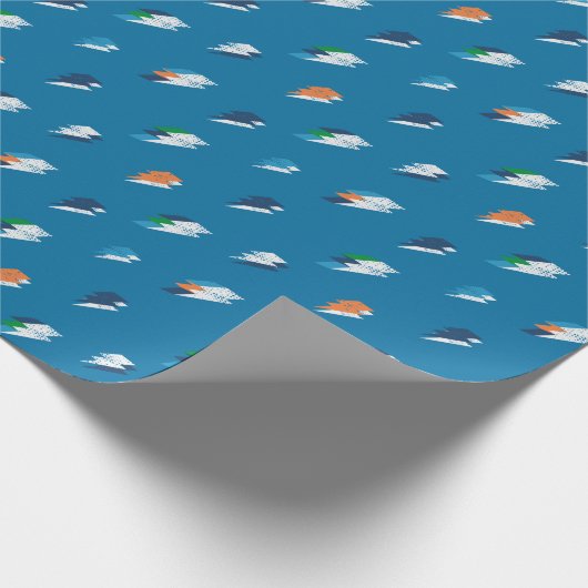 Lightning Bold Print op blauw Cadeaupapier (Hoek)