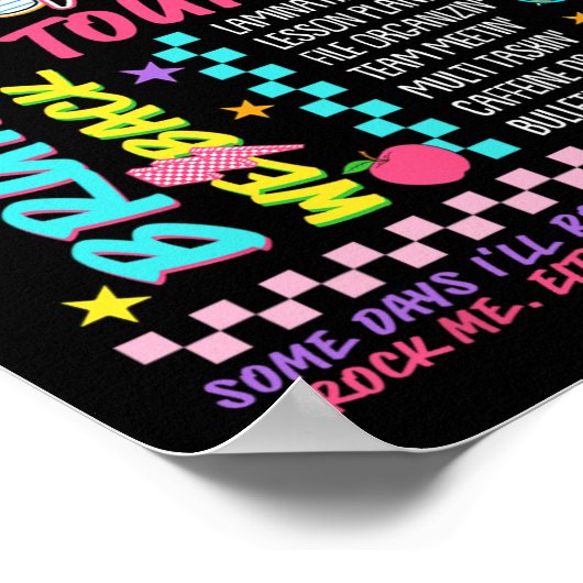 Lightning Bolt Abcd Terug naar School Tour Bruh We Poster (Hoek)