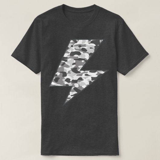 Lightning Bolt Black Camo Graphic T-shirt Grey Cam (Design voorkant)