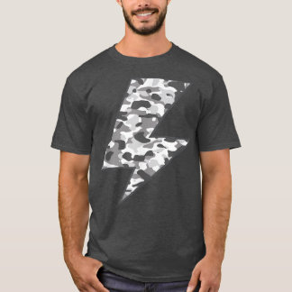 Lightning Bolt Black Camo Graphic T-shirt Grey Cam