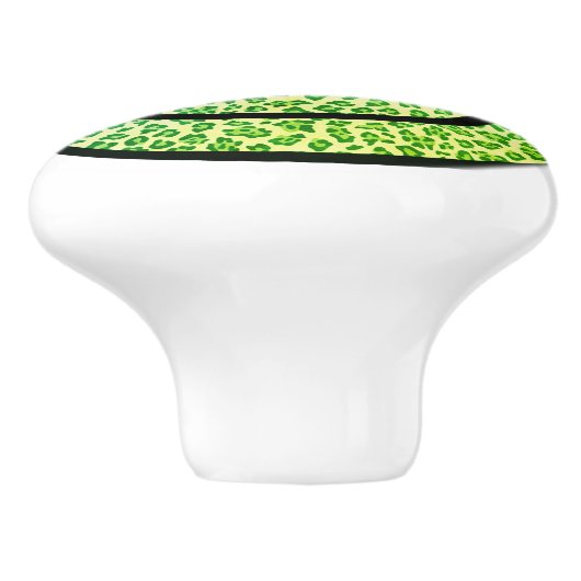 Lightning Bolt Eyes Green Leopard Smile Face Keramische Knop (Zijkant)