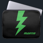 Lightning bolt flash strike logo personalized laptop sleeve<br><div class="desc">Lightning bolt flash strike logo personalized laptop sleeve . Personalize with custom name or monogram. Colors can be changed. Green thunderbolt design.</div>