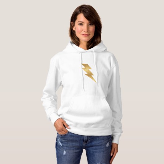 Lightning Bolt in Metallic Gold Hoodie (Voorkant volledig)