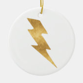 Lightning Bolt in Metallic Gold Keramisch Ornament (Voorkant)