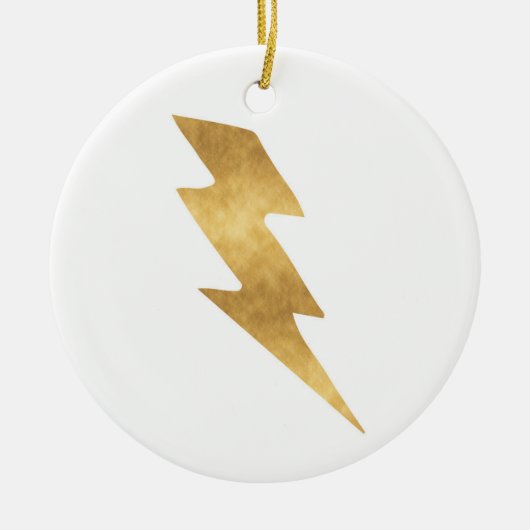 Lightning Bolt in Metallic Gold Keramisch Ornament (Voorkant)