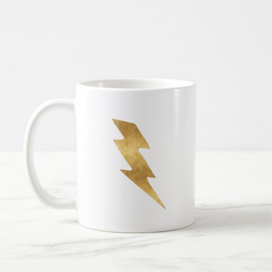 Lightning Bolt in Metallic Gold Koffiemok (Links)