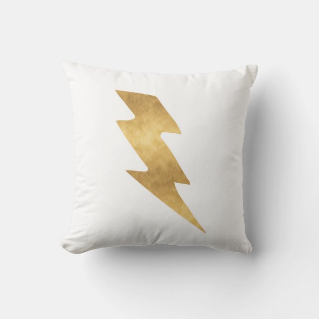 Lightning Bolt in Metallic Gold Kussen (Voorkant)