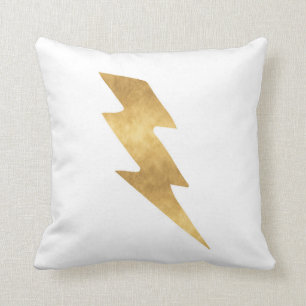 Lightning Bolt in Metallic Gold Kussen
