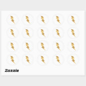 Lightning Bolt in Metallic Gold Ronde Sticker (Vel)