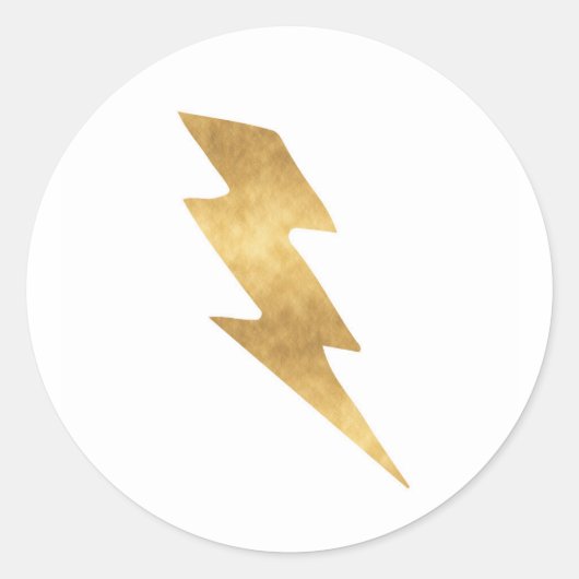 Lightning Bolt in Metallic Gold Ronde Sticker (Voorkant)