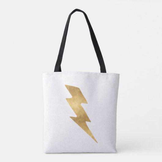 Lightning Bolt in Metallic Gold Tote Bag (Achterkant)