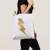 Lightning Bolt in Metallic Gold Tote Bag (Dichtbij)