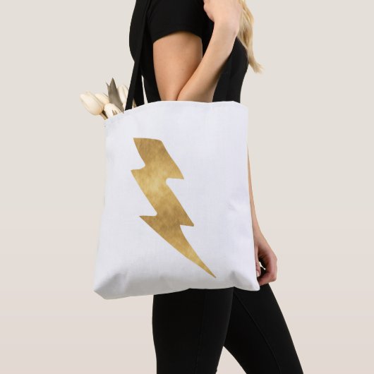 Lightning Bolt in Metallic Gold Tote Bag (Dichtbij)