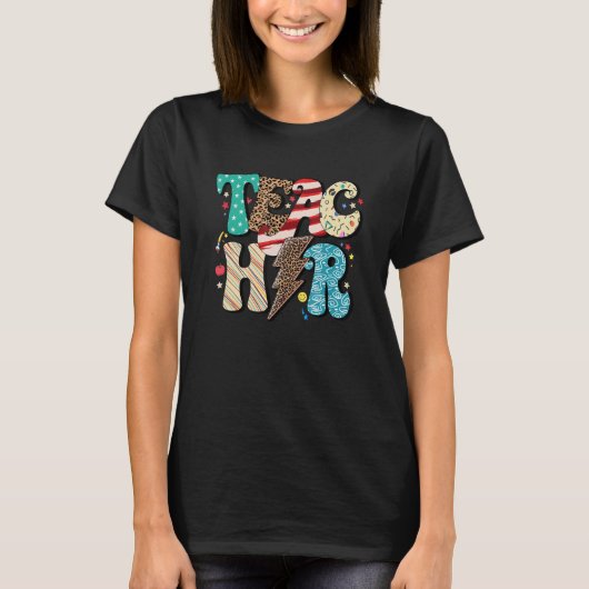 Lightning Bolt naar school voor leraar Lopard T-shirt (Voorkant)