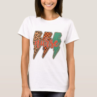 Lightning bolt nurse|fall nurse png|checkered nurs t-shirt