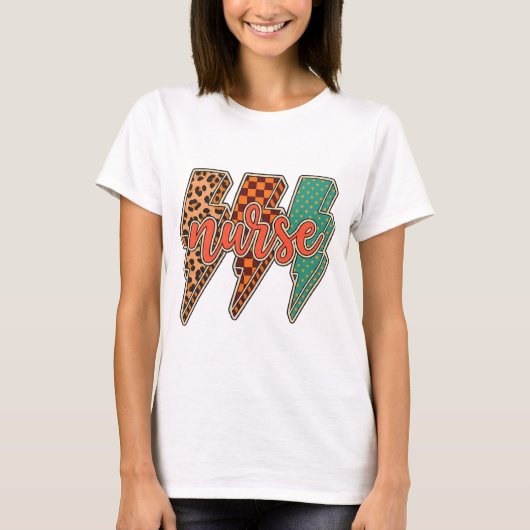 Lightning bolt nurse|fall nurse png|checkered nurs t-shirt (Voorkant)