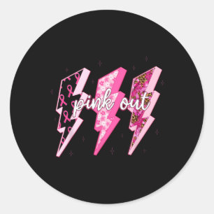 Lightning Bolt Ribbon Roze Out Borstkanker Mom G Ronde Sticker