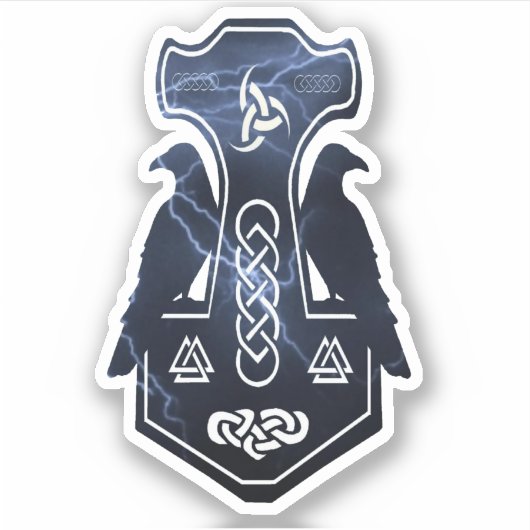 Lightning bolt Thor's Hammer Sticker (Voorkant)
