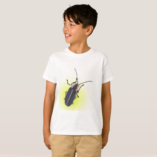 Lightning Bug Insect met geel gloed schilderij t-s T-shirt (Voorkant volledig)