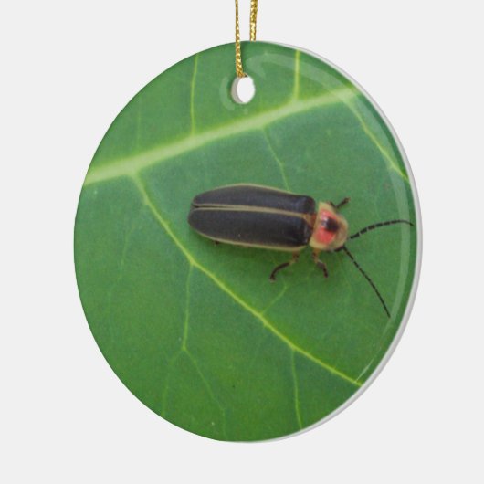 Lightning Bug op Leaf Keramisch Ornament (Links)