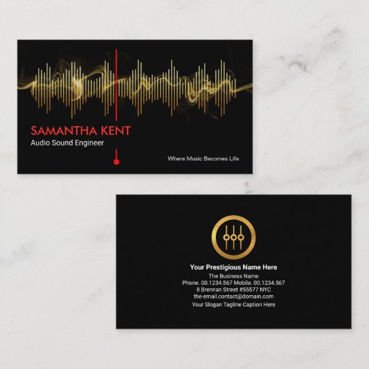 Lightning Gold Sound Frequency Studio Engineer DJ Visitekaartje (Voorkant / Achterkant)