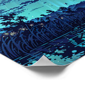 Lightning Lake - Illustratiestijl Natuur Art Poster (Hoek)