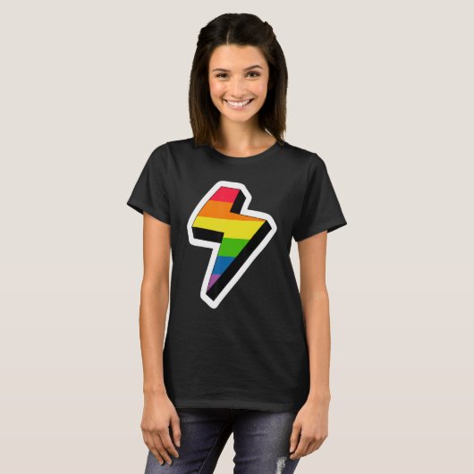Lightning Lgbetq Gay Rights Proud Pride Rainbow T-shirt (Voorkant volledig)