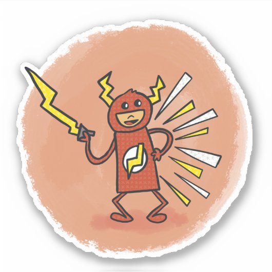 Lightning Man Comic Book Style Sticker (Voorkant)