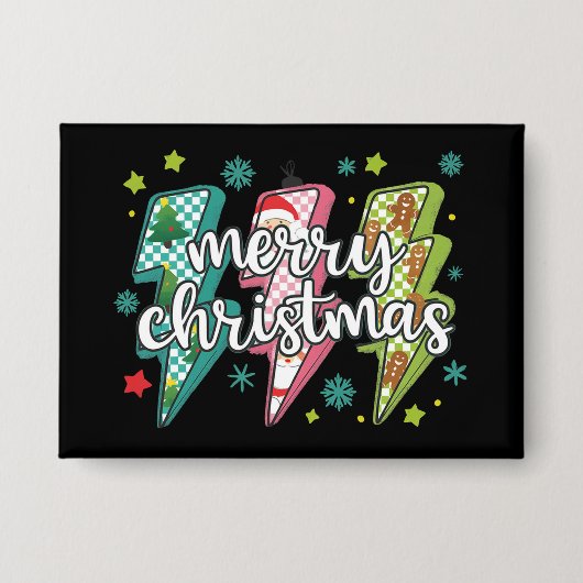 Lightning Merry Christmas Preppy Coquette Xmas  Button (Voorkant)