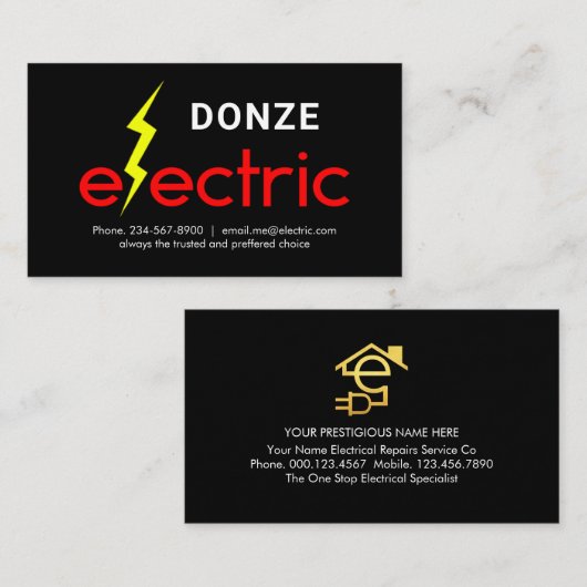 Lightning On Electric Service Visitekaartje (Voorkant / Achterkant)