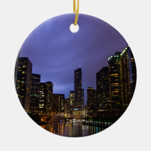 Lightning Over Chicago Keramisch Ornament (Voorkant)