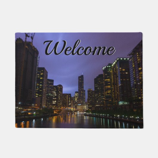 Lightning Over Chicago River Welcome Doormat Deurmat (Voorkant)