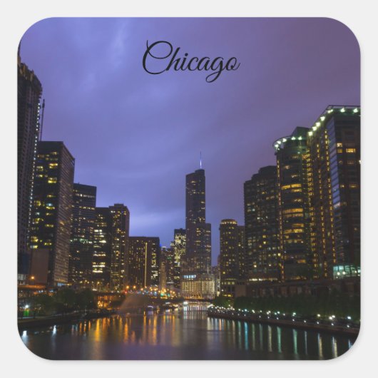 Lightning Over Chicago Vierkante Sticker (Voorkant)