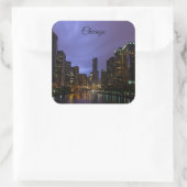 Lightning Over Chicago Vierkante Sticker (Tas)