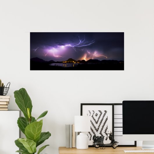 Lightning Panorama Poster (Thuiskantoor)