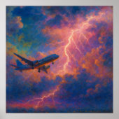 Lightning Plane - Pastel schilderstijl Plane Art Poster (Voorkant)