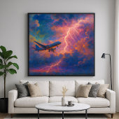 Lightning Plane - Pastel schilderstijl Plane Art Poster