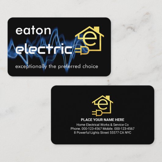 Lightning Powers Gold Letter-e Circuit Home Visitekaartje (Voorkant / Achterkant)