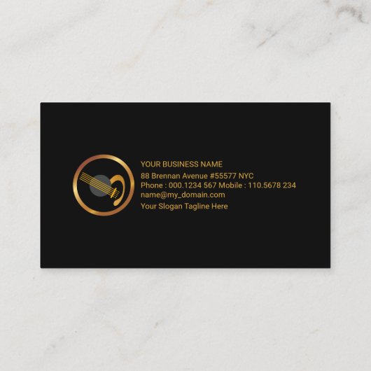 Lightning Red Sound Wave Gold Guitar DJ Visitekaartje (Achterkant)