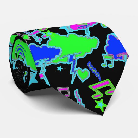 Lightning Stars Hearts Music Stropdas (Opgerold)