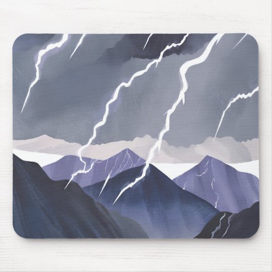 Lightning Storm | Watercolor Dark Mountains Muismat (Voorkant)