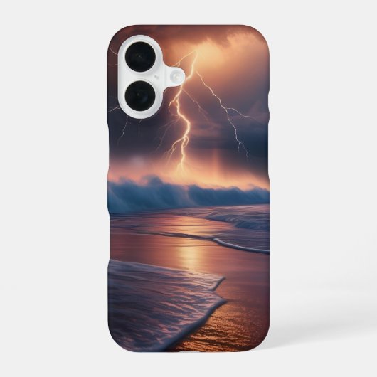 Lightning Strike Beach 2 iPhone 16 Hoesje (Achterkant)