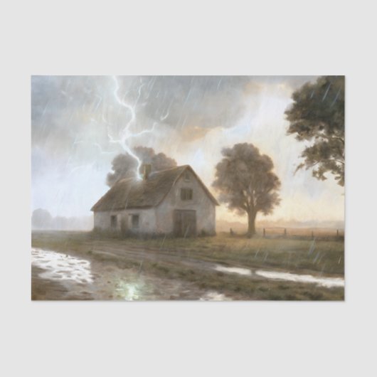 Lightning Strike Boerderij Decoupage Tissuepapier (Voorkant)