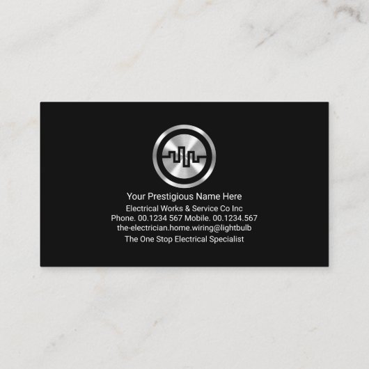 Lightning Strike Powers Zilveren lamp Visitekaartje (Achterkant)