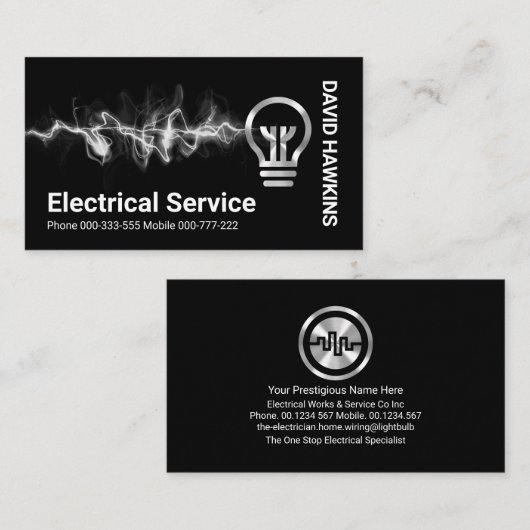 Lightning Strike Powers Zilveren lamp Visitekaartje (Voorkant / Achterkant)