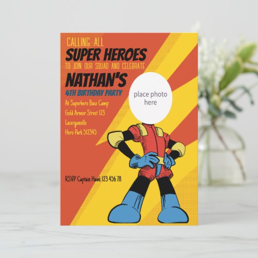 Lightning Superheld Birthday Uitnodiging (Staand voorkant)