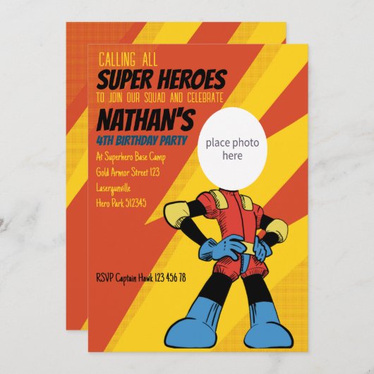 Lightning Superheld Birthday Uitnodiging (Voorkant / Achterkant)