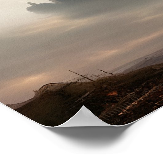 Lightning Towers AI Fantasy Digitale Kunst Print (Hoek)