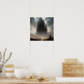 Lightning Towers AI Fantasy Digitale Kunst Print (Keuken)