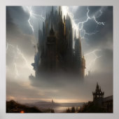 Lightning Towers AI Fantasy Digitale Kunst Print (Voorkant)